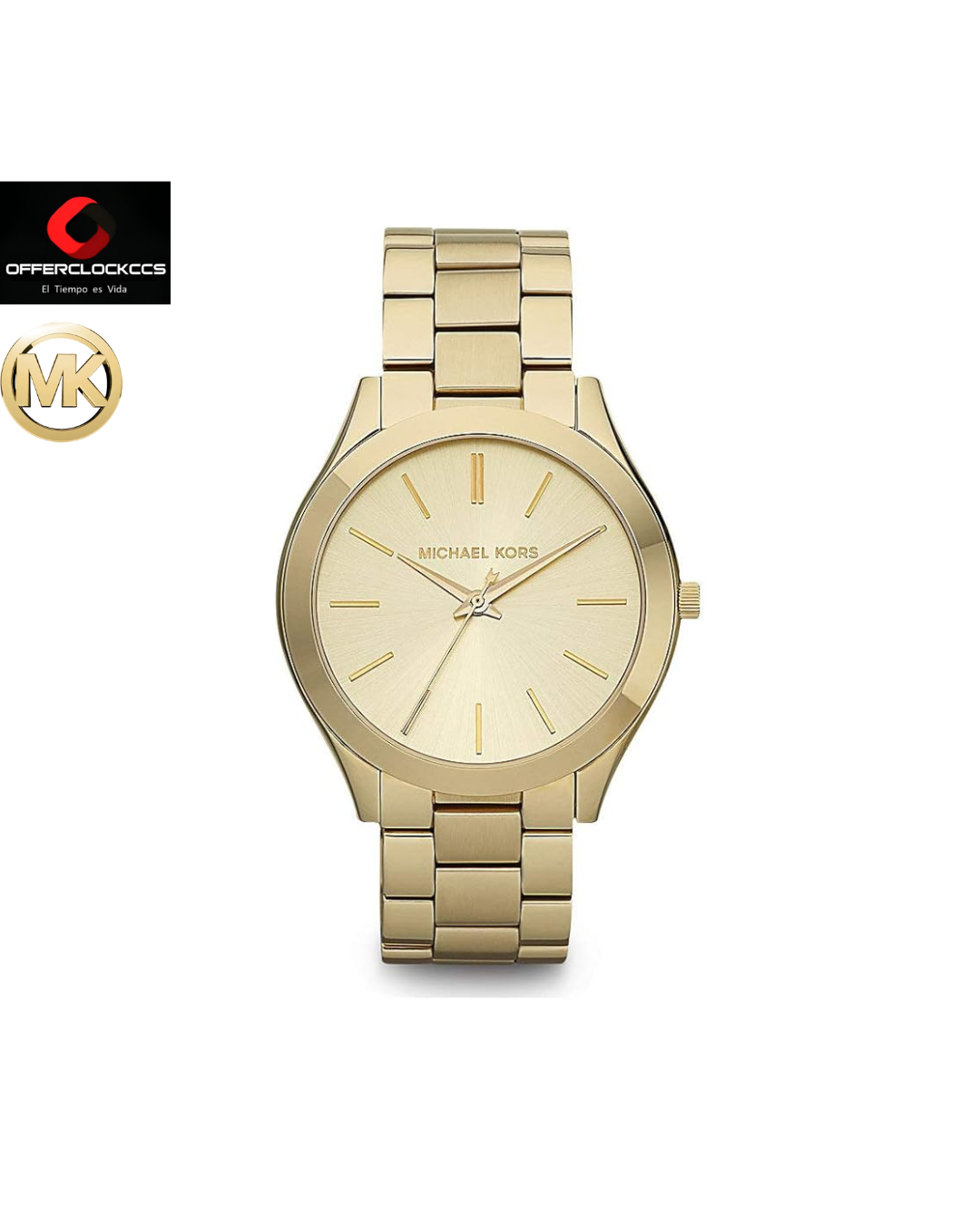 Reloj Michael Kors Slim Runway para Mujer, 42 mm, Movimiento de Cuarzo a Tres Agujas con Correa de Acero Inoxidable MK3179