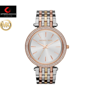 Reloj Michael Kors Darci de cuarzo de tres agujas con bisel de cristal para mujer, MK3203 - 39mm, Dos tonos rosa/plata
